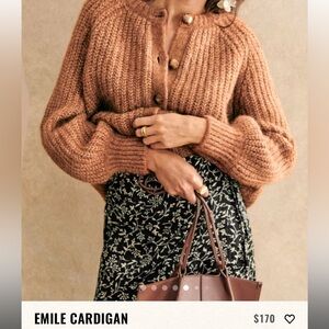 Sezane emile cardigan in camel